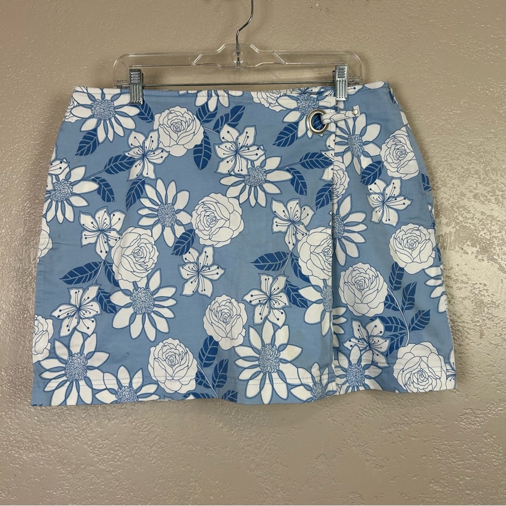 Fashion‎ Bug White and Blue Mini Skirt Casual Resort Wear size 16